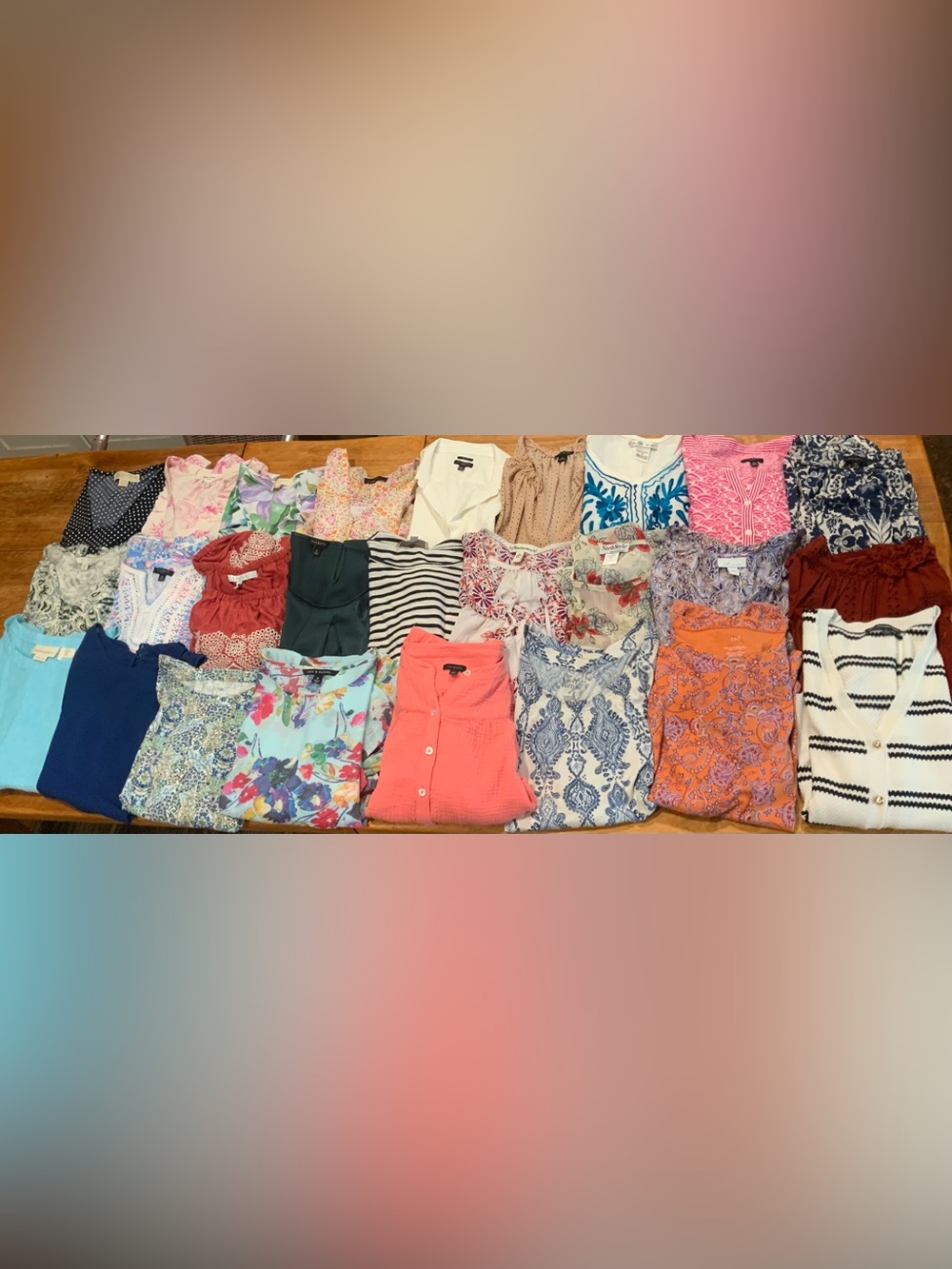 Mixed Women's Summer Tops Lot - Floral, Stripes & Solids(26) total